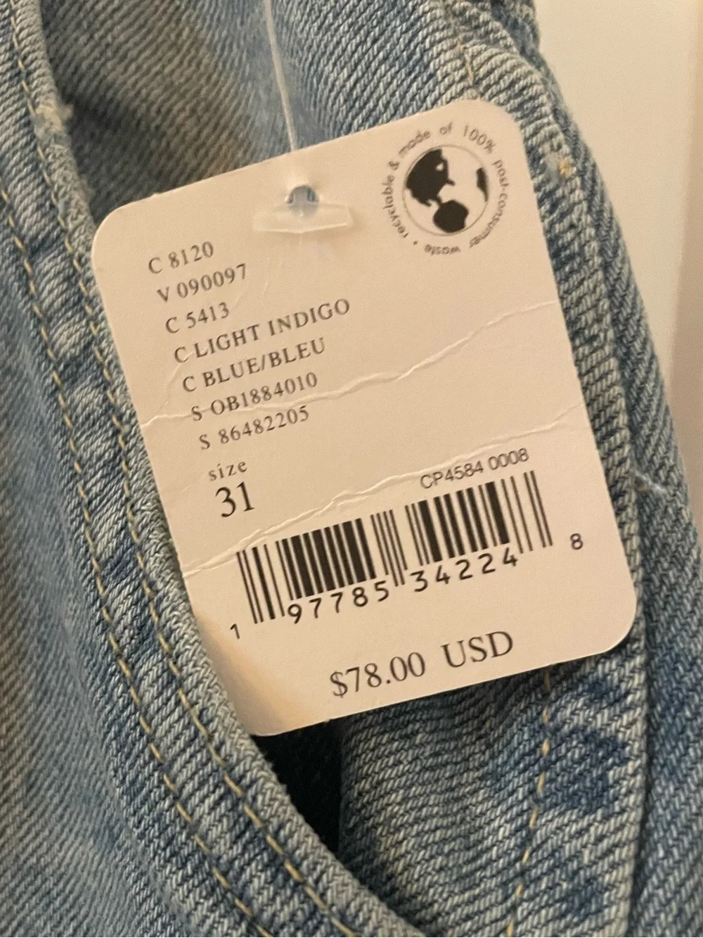 Free People Wynne Denim Skirt - Light Indigo size 31 NWT